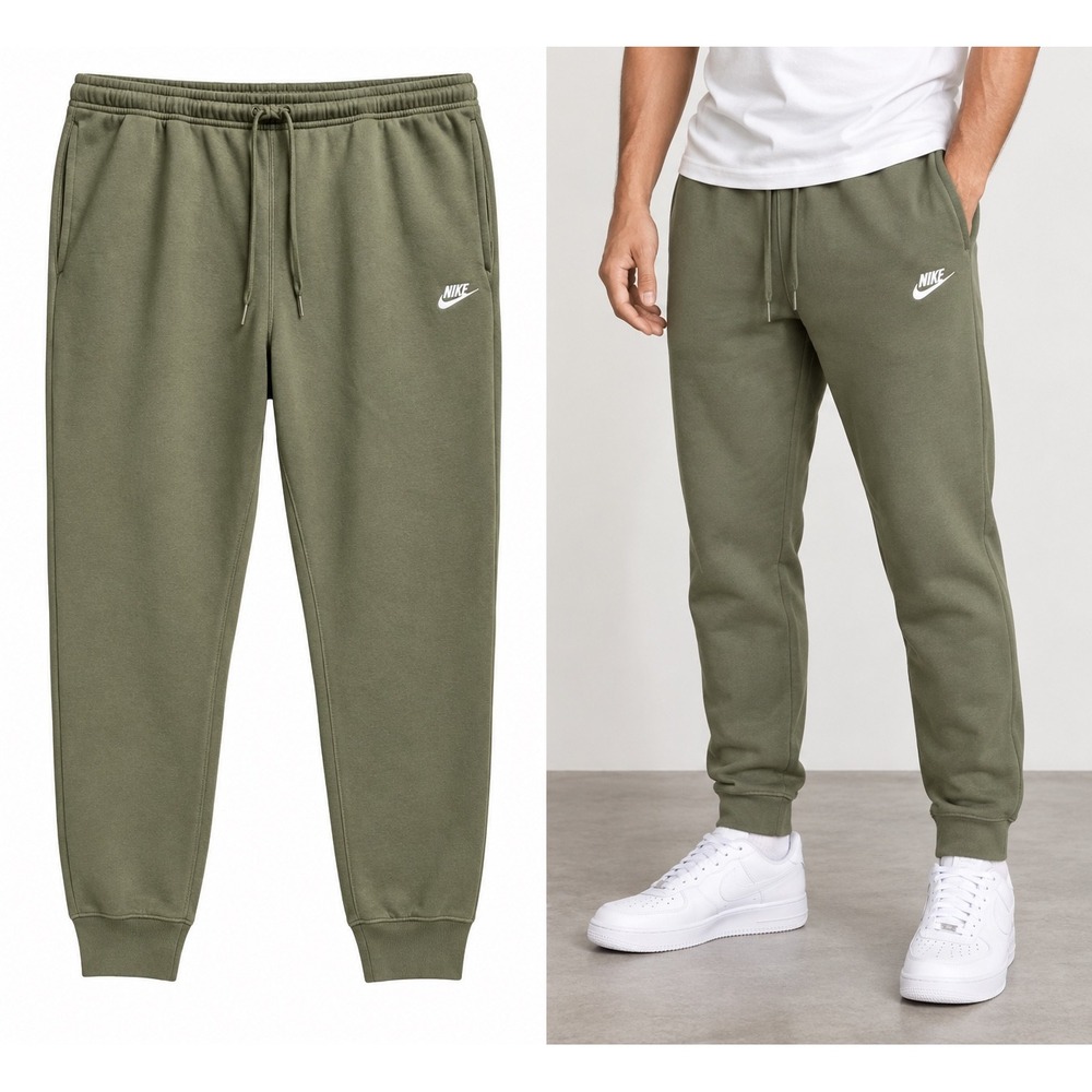 Nike Sportswear Club Fleece Joggers Mens 4XL Olive Green Tapered Streetwear New